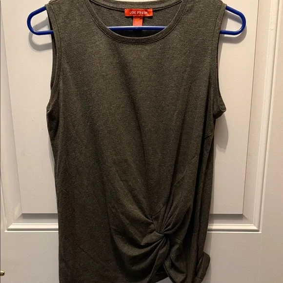 Joe Fresh Granite Gray Knot-Front Sleeveless Tank - Picture 1 of 4